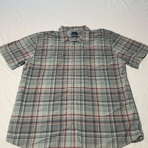 Prana Men's Plaid Shirt - Gray and Red